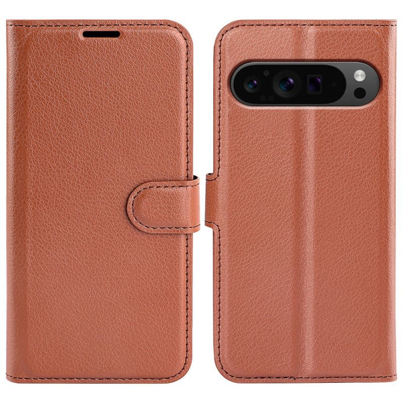 Bőrtok Google Pixel 9 Pro Xl Klasszikus Litchi Műbőr