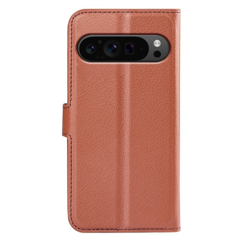 Bőrtok Google Pixel 9 Pro Xl Klasszikus Litchi Műbőr