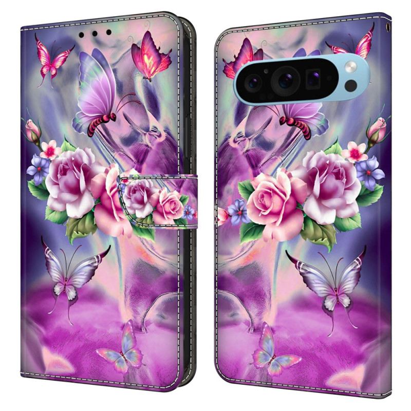 Fliptok Google Pixel 9 Pro Xl Lila Pillangók És Virágok