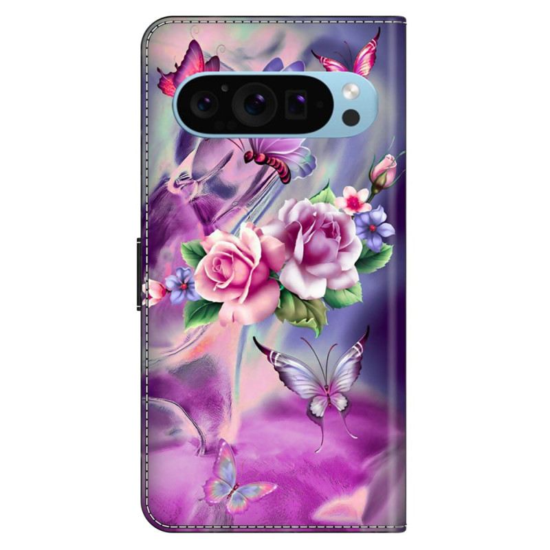 Fliptok Google Pixel 9 Pro Xl Lila Pillangók És Virágok