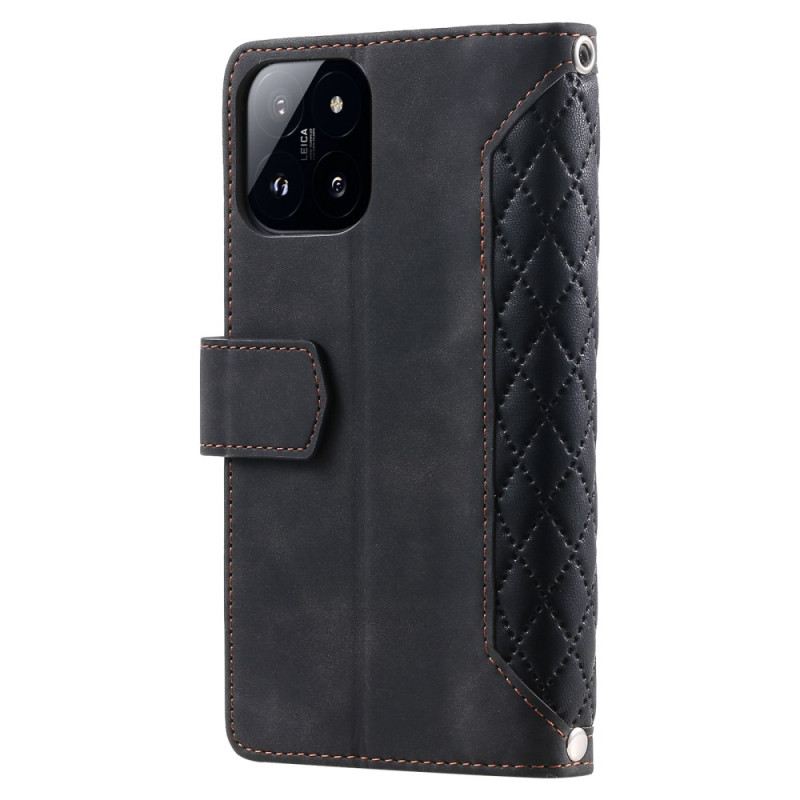 Bőrtok Xiaomi 14 Pro Steppelt Pénztárca Béléssel