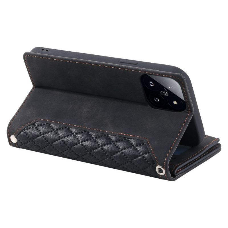 Bőrtok Xiaomi 14 Pro Steppelt Pénztárca Béléssel