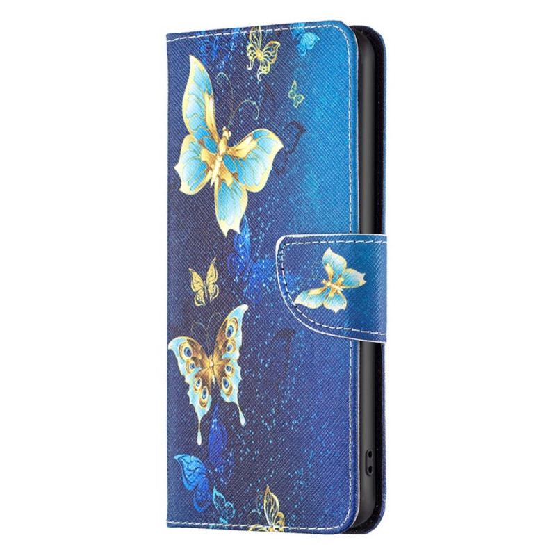 Fliptok / Bőrtok Samsung Galaxy M53 5G Arany Pillangók