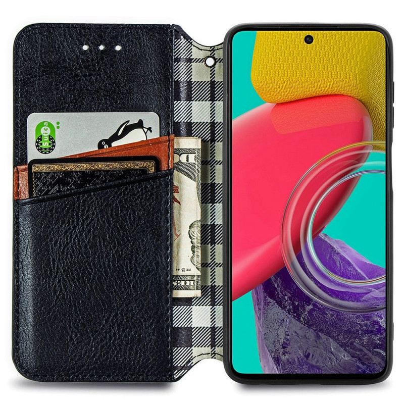 Fliptok Samsung Galaxy M53 5G Bőrtok Bőr Hatású Minta