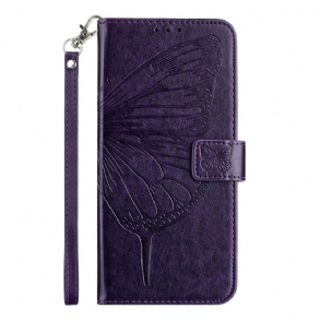 Bőrtok Xiaomi 17 Pro Max Pillangóminta Nyakpánttal