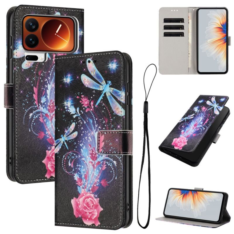 Bőrtok Xiaomi 17 Pro Max Szitakötő Minta