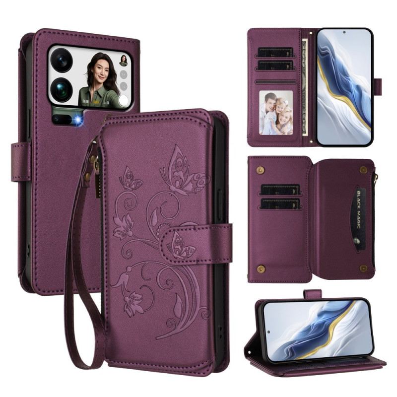 Bőrtok Xiaomi 17 Pro Max Virágos Pénztárca