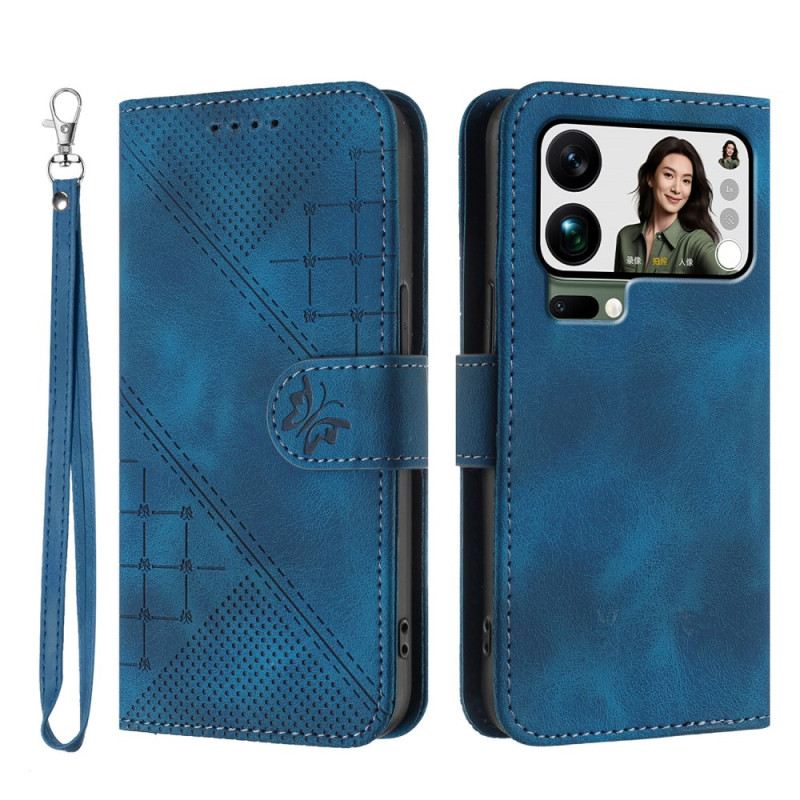 Kinyitható Bőrtok Xiaomi 17 Pro Max Pillangó És Geometrikus Dizájn