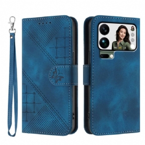 Kinyitható Bőrtok Xiaomi 17 Pro Max Pillangó És Geometrikus Dizájn