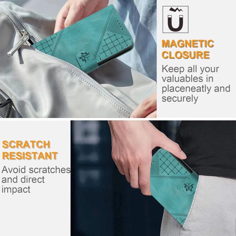 Kinyitható Bőrtok Xiaomi 17 Pro Max Pillangó És Geometrikus Dizájn