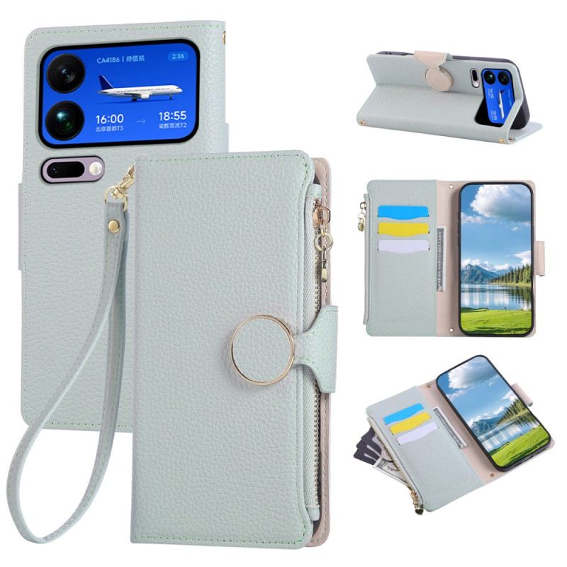 Kinyitható Bőrtok Xiaomi 17 Pro Max Vintage Cipzáras Pénztárca