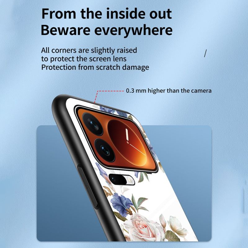 Tok Xiaomi 17 Pro Max Edzett Üveg Virágmintás