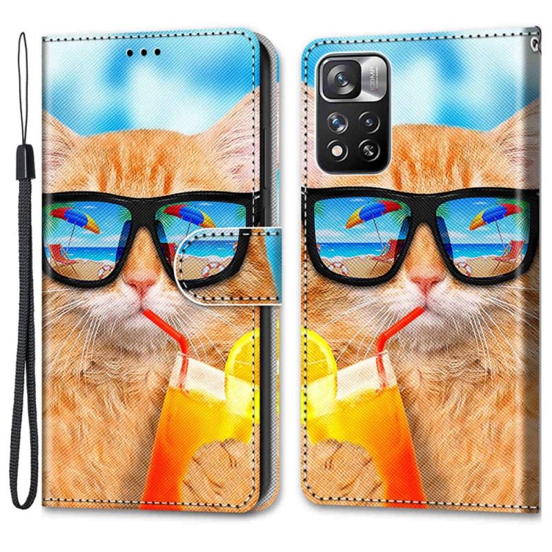 Fliptok Xiaomi Redmi Note 11 Pro Plus 5G szíjjal Strappy Star Cat