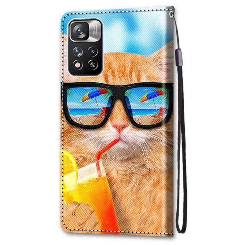Fliptok Xiaomi Redmi Note 11 Pro Plus 5G szíjjal Strappy Star Cat