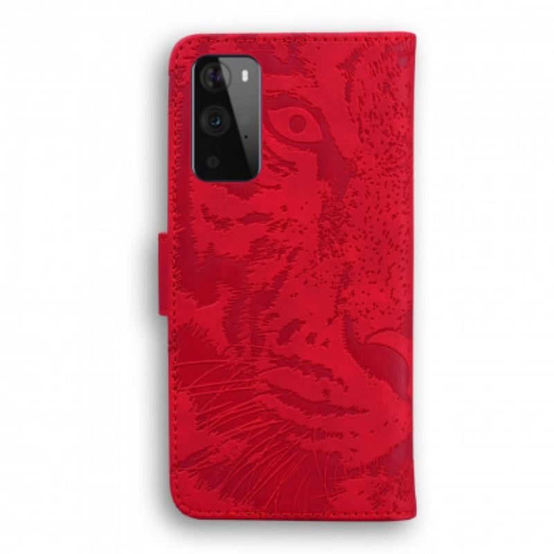 Fliptok / Bőrtok OnePlus 9 Pro Tigris Arcnyomat