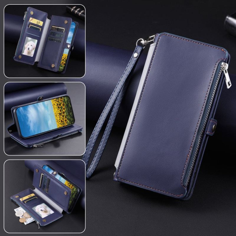 Bőrtok Poco C75 Aprópénztartó Pénztárca Pánttal És Vállpánttal