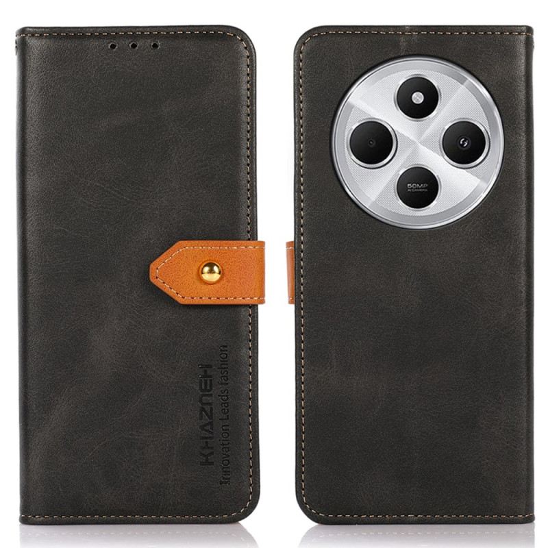 Bőrtok Poco C75 Arany Gomb Khazneh