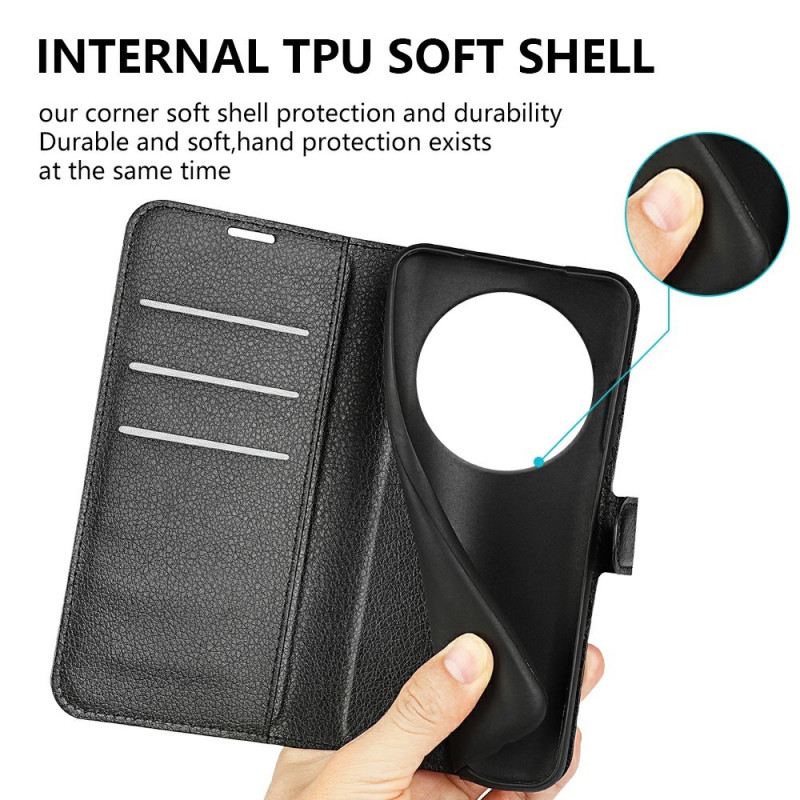 Bőrtok Poco C75 Licsi Műbőr