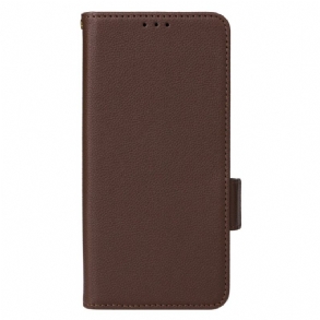 Bőrtok Poco C75 Licsi Textúra Pánttal