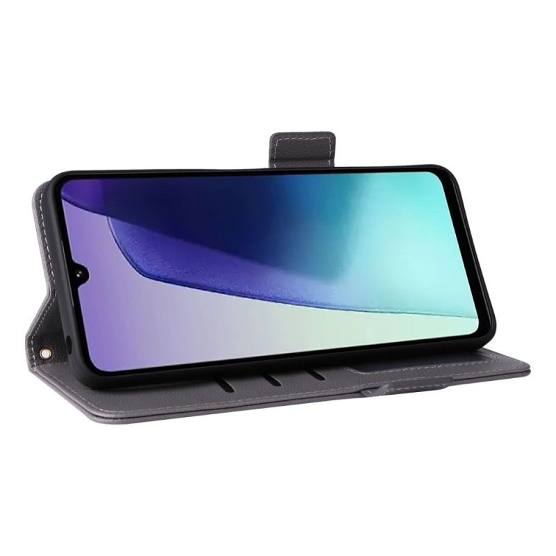 Bőrtok Poco C75 Licsi Textúra Pánttal