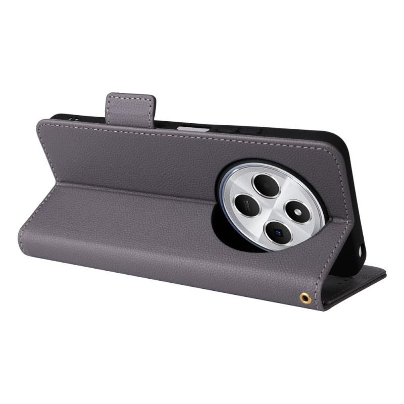 Bőrtok Poco C75 Licsi Textúra Pánttal