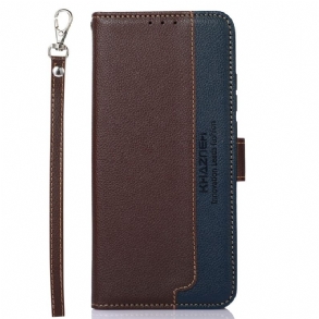 Bőrtok Poco C75 Licsi Textúra Rfid Blokkolás Khazneh