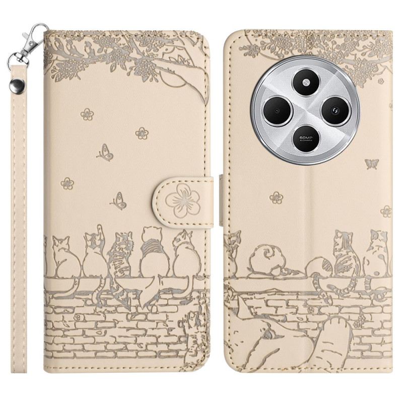 Bőrtok Poco C75 Macskák Pánttal