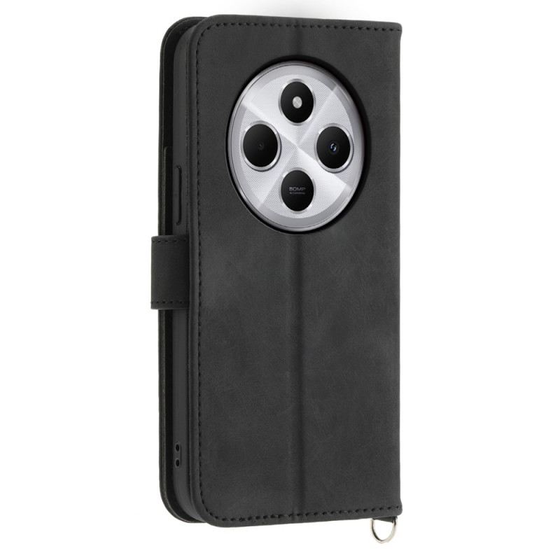 Bőrtok Poco C75 Velúr Hatású Csipke Pánttal És Vállpánttal