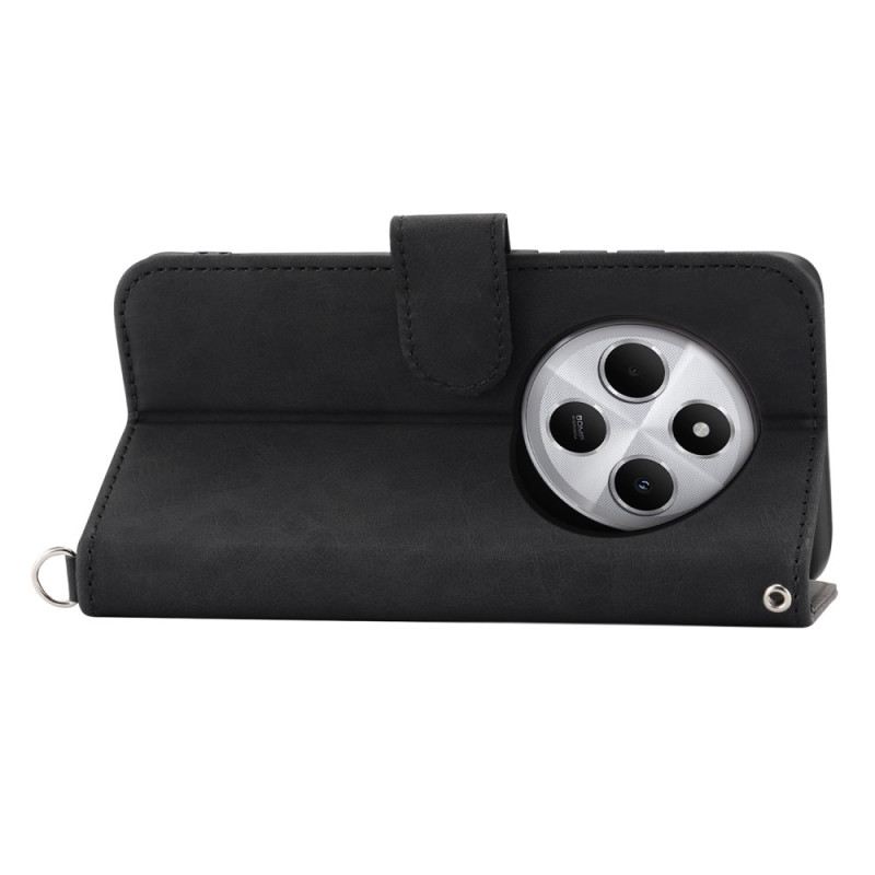 Bőrtok Poco C75 Velúr Hatású Csipke Pánttal És Vállpánttal