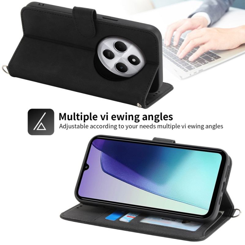 Bőrtok Poco C75 Velúr Hatású Csipke Pánttal És Vállpánttal