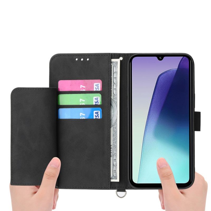 Bőrtok Poco C75 Velúr Hatású Csipke Pánttal És Vállpánttal