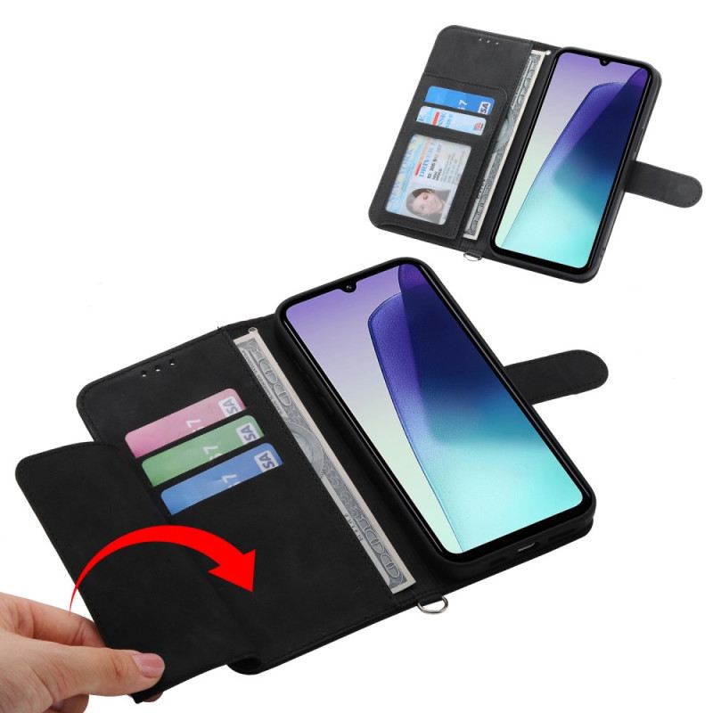 Bőrtok Poco C75 Velúr Hatású Csipke Pánttal És Vállpánttal