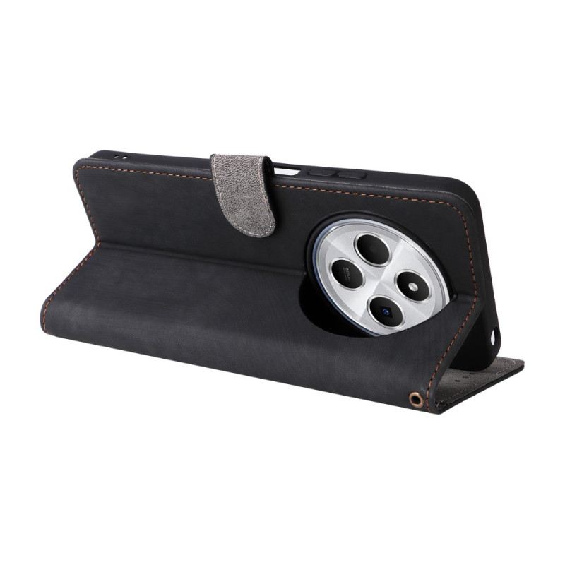 Bőrtok Poco C75 Velúr Hatású Rfid Blokkoló Pánttal