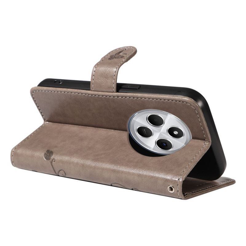 Bőrtok Poco C75 Virágminta Pánttal