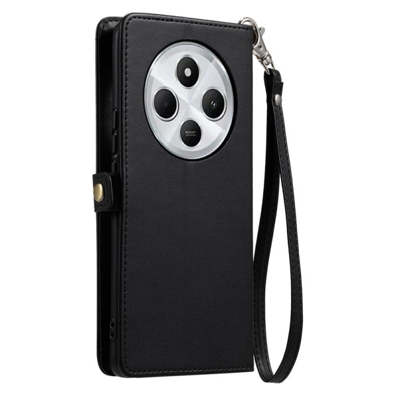 Kinyitható Bőrtok Poco C75 Elülső Tasak Pánttal