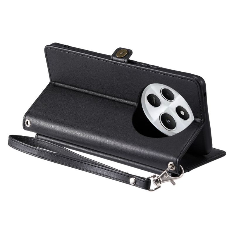 Kinyitható Bőrtok Poco C75 Elülső Tasak Pánttal