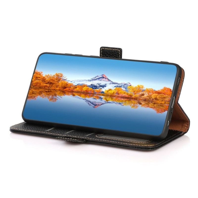 Kinyitható Tokok Poco C75 Licsi Bőr Rfid Blokkolással Khazneh