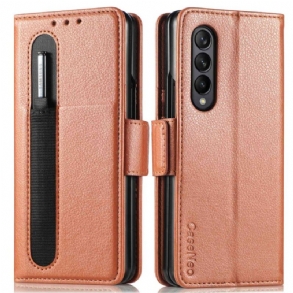 Fliptok / Bőrtok Samsung Galaxy Z Fold 4 Caseneo Műbőr Litchi Tollnyílás