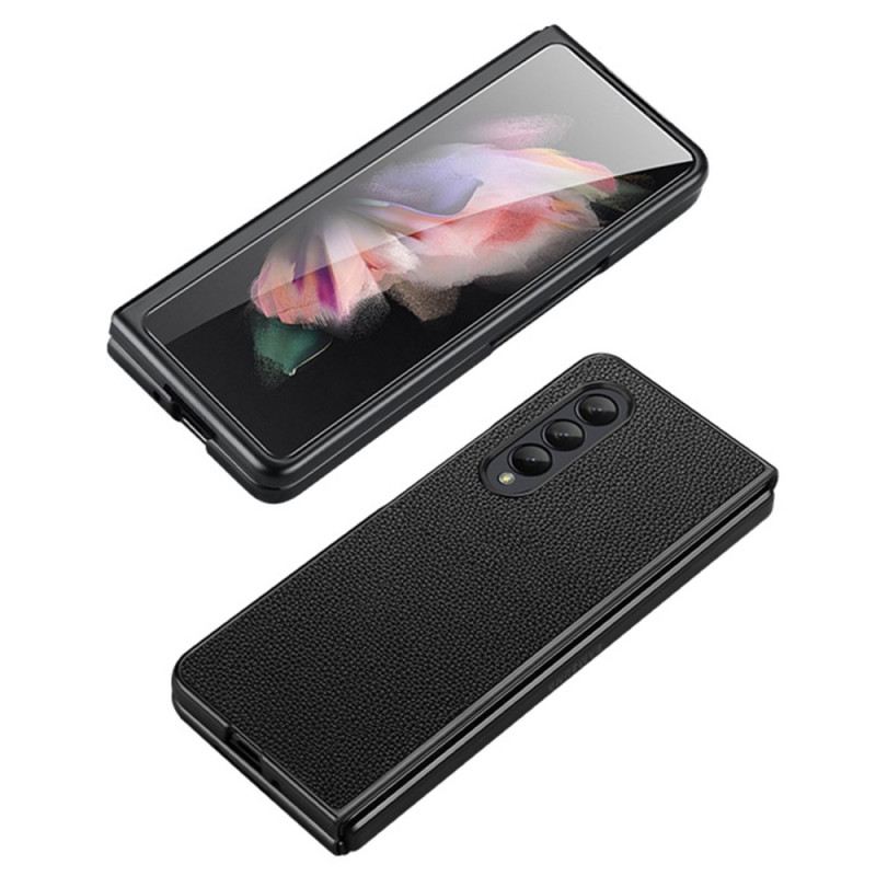 Telefontok Samsung Galaxy Z Fold 4 Litchi Valódi Bőr
