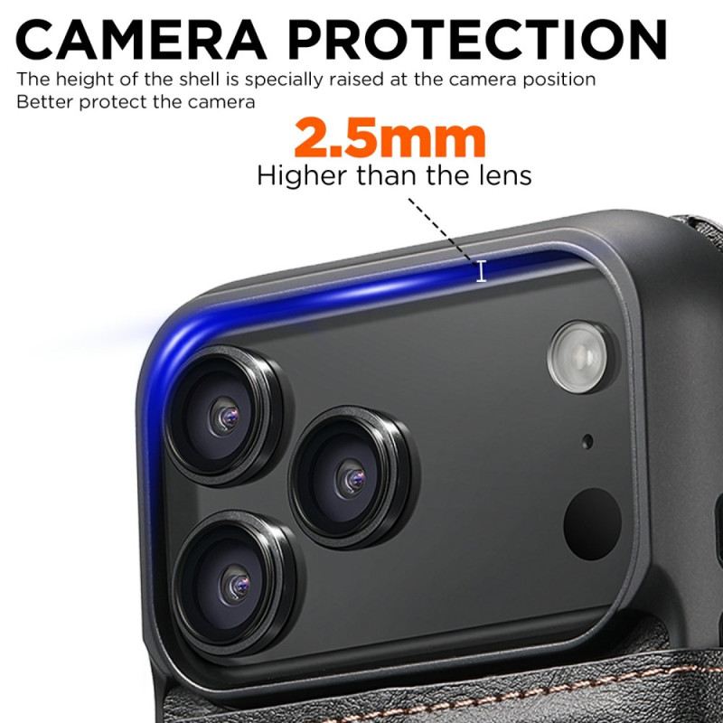 Bőrtok iPhone 17 Pro Mágneses Retró Levehető Tokkal