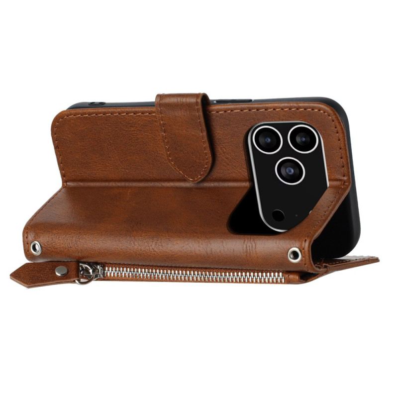 Bőrtok iPhone 17 Pro Retró Pántdizájn