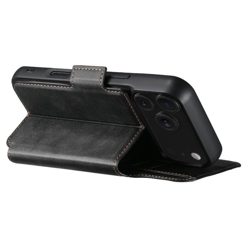 Kinyitható Bőrtok iPhone 17 Pro Magsafe Kéttónusú Levehető Tok