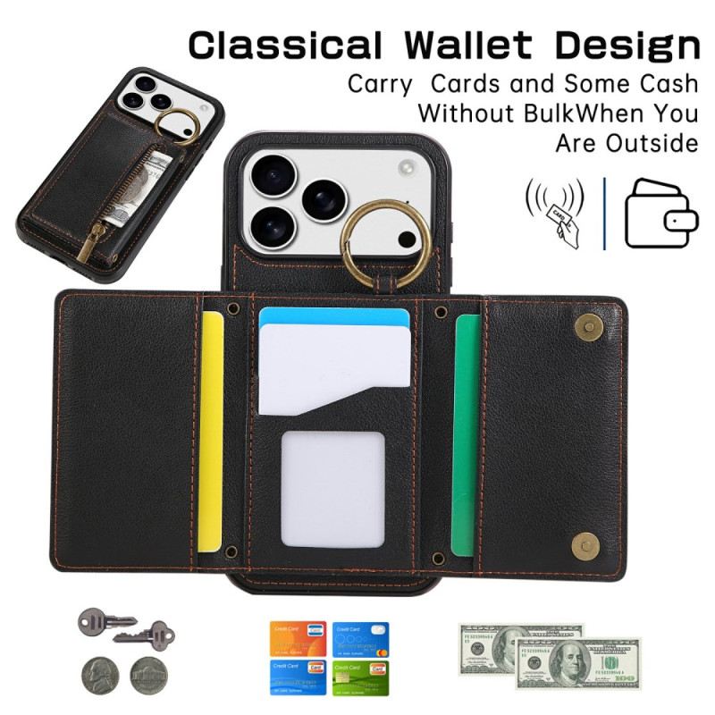 Mobiltelefon Tokok iPhone 17 Pro Pénztárca Vállpánttal