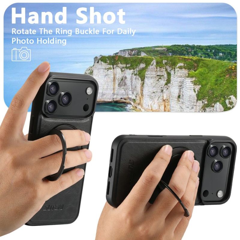 Tok iPhone 17 Pro Magsafe Kompatibilis Viaszos Bőrhatású Forgó Tartóval