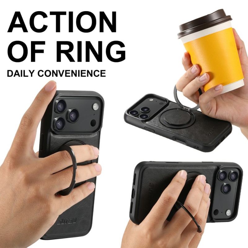 Tok iPhone 17 Pro Magsafe Kompatibilis Viaszos Bőrhatású Forgó Tartóval