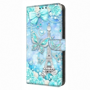 Bőrtok Xiaomi Redmi Note 14 Pro 4g Eiffel-torony És Gyémántok