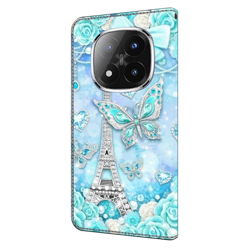 Bőrtok Xiaomi Redmi Note 14 Pro 4g Eiffel-torony És Gyémántok