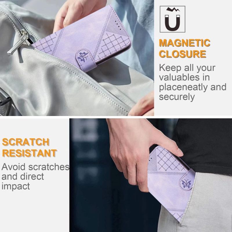 Bőrtok Xiaomi Redmi Note 14 Pro 4g Geometrikus Minta Pánttal