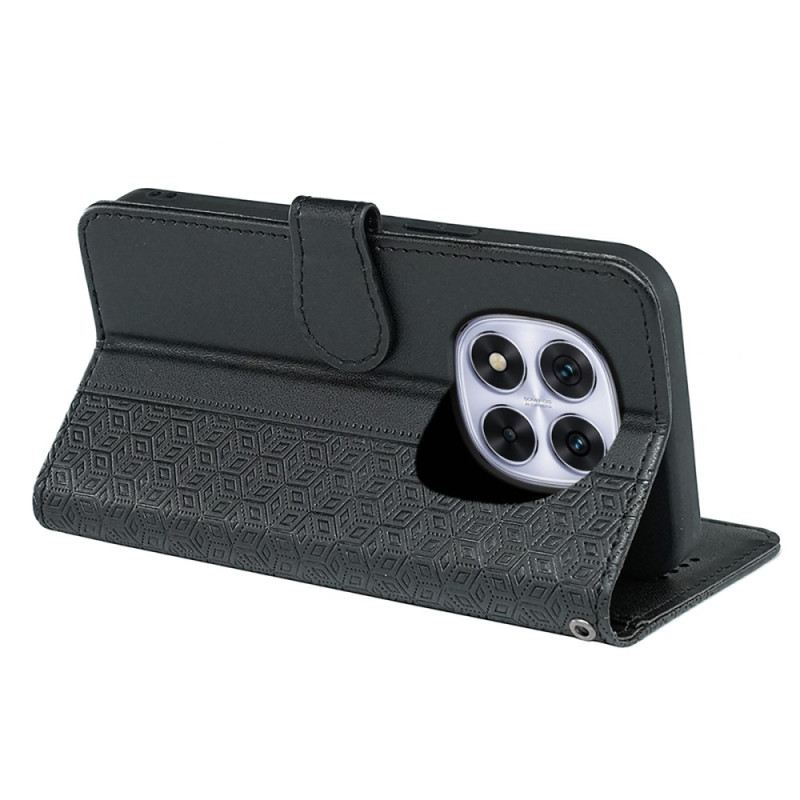 Bőrtok Xiaomi Redmi Note 14 Pro 4g Kockák Szegéllyel És Pánttal