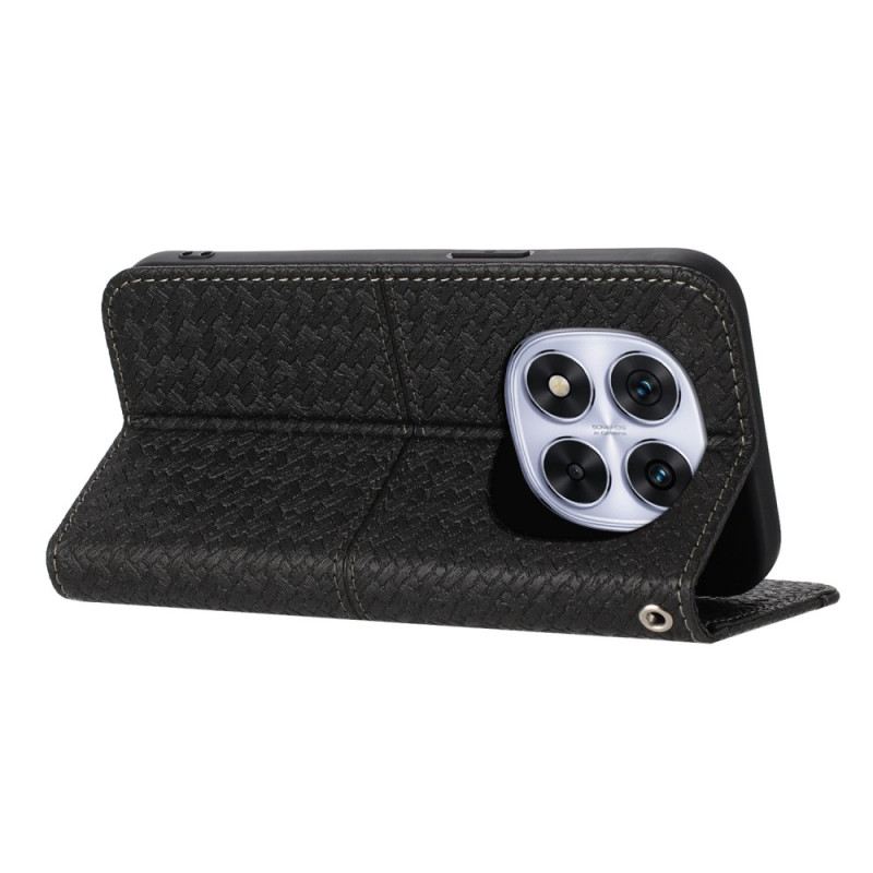 Bőrtok Xiaomi Redmi Note 14 Pro 4g Szőtt Textúra Pánttal